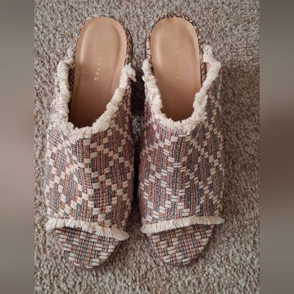 Londonrag womens sandals size 10 maya mules stacked heels peep toe 8 - Picture 3 of 7